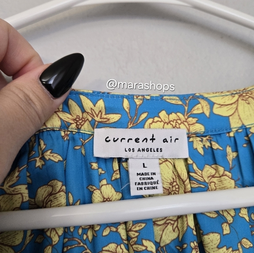 Current Air Floral Colorblock Cuffed Blouse - Picture 4 of 8